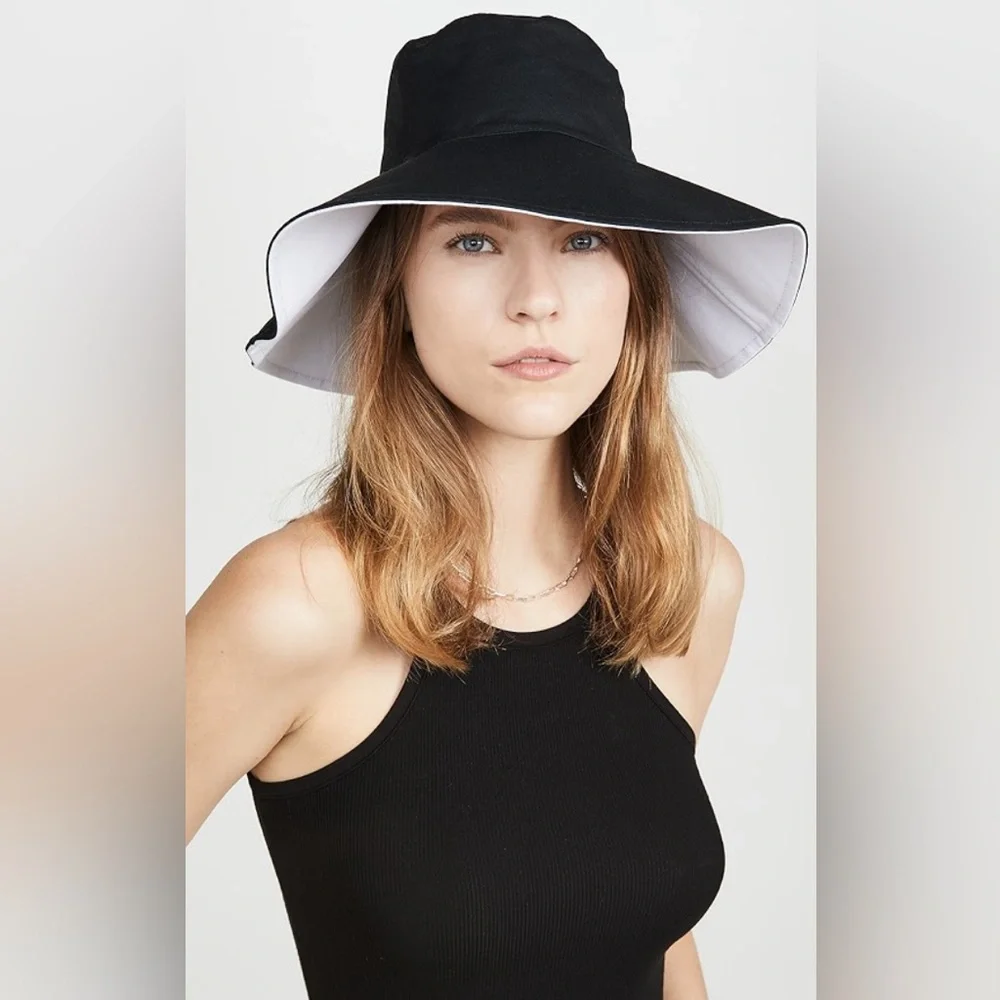 Hat Attack Reversible Black and White Wide Brim Sun Hat